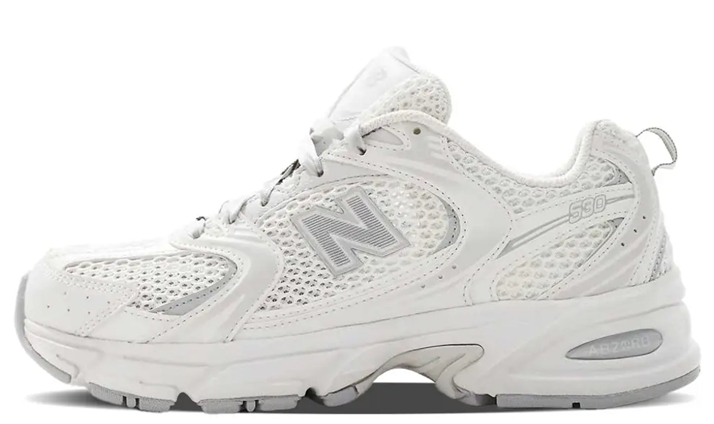 New Balance 530 - White Silver Ribbon Lace